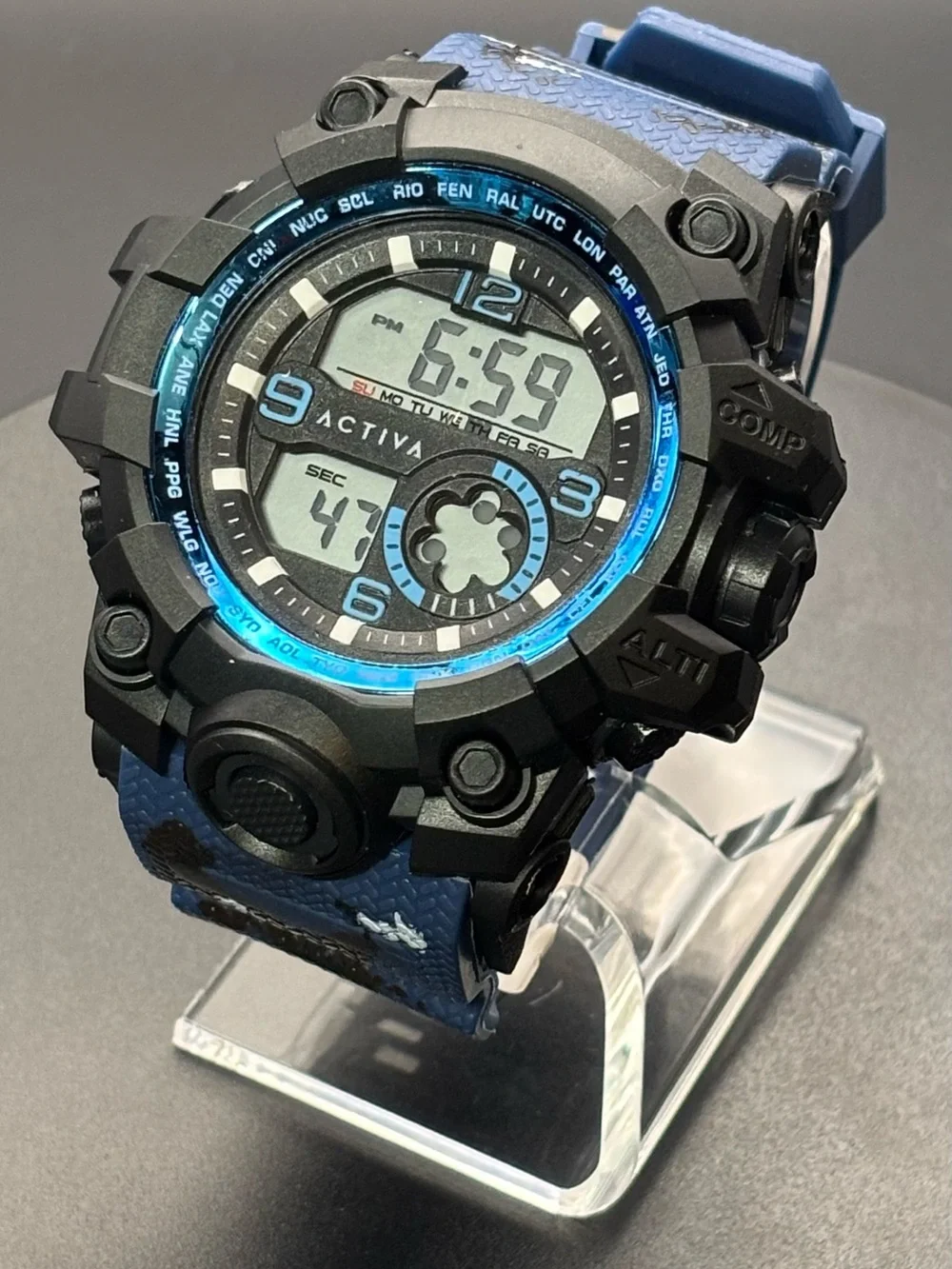 Invicta Activa Men’s Digital Watch- 54 mm, Blue Camo - ACW435-003